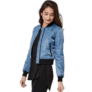 KENDALL + KYLIE Light Blue Long Sleeve Zipper Front Bomber Jacket Small